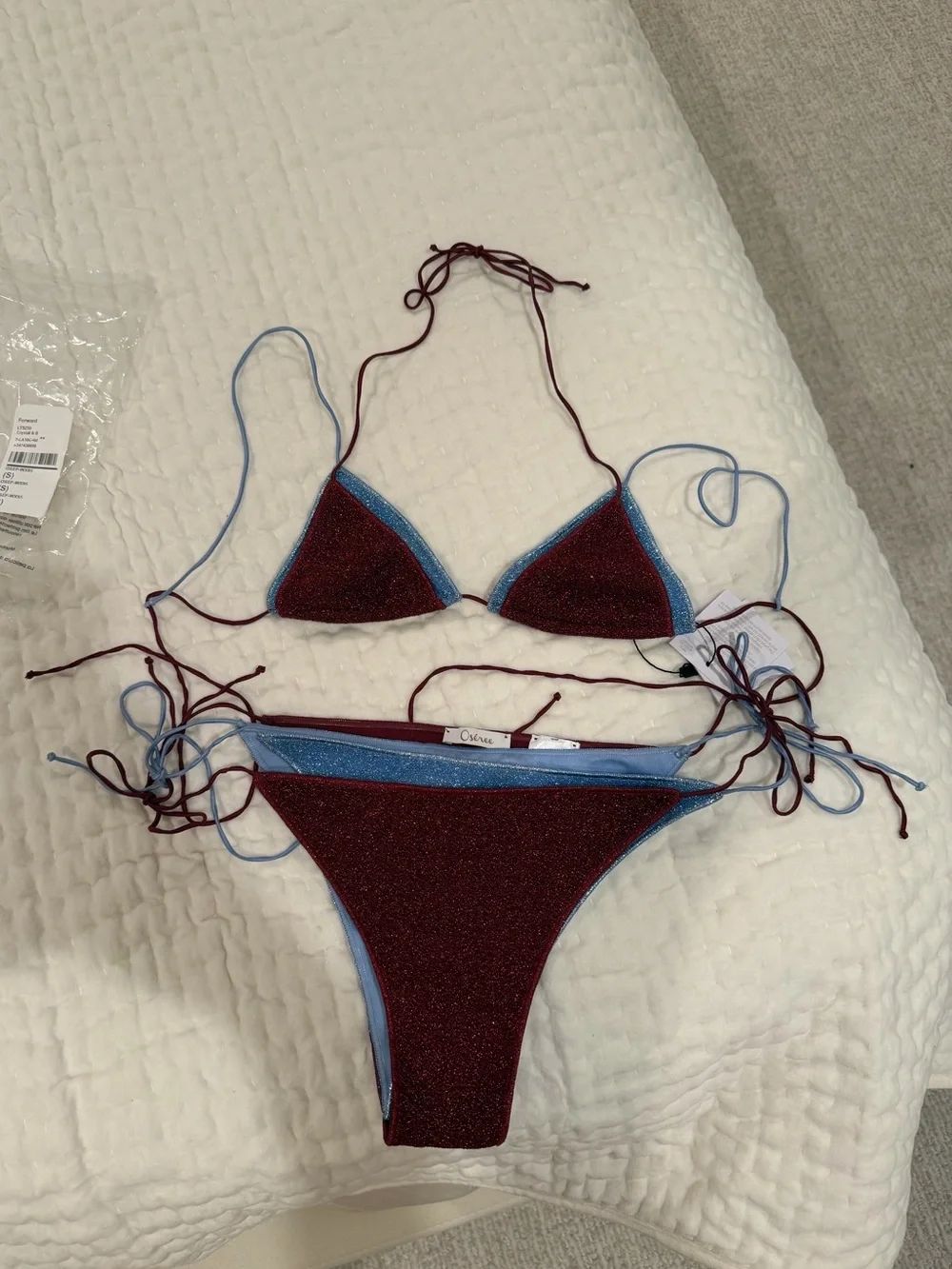 Oseree Lumiere Bicolor Double Kini - Crystal and Burgundy